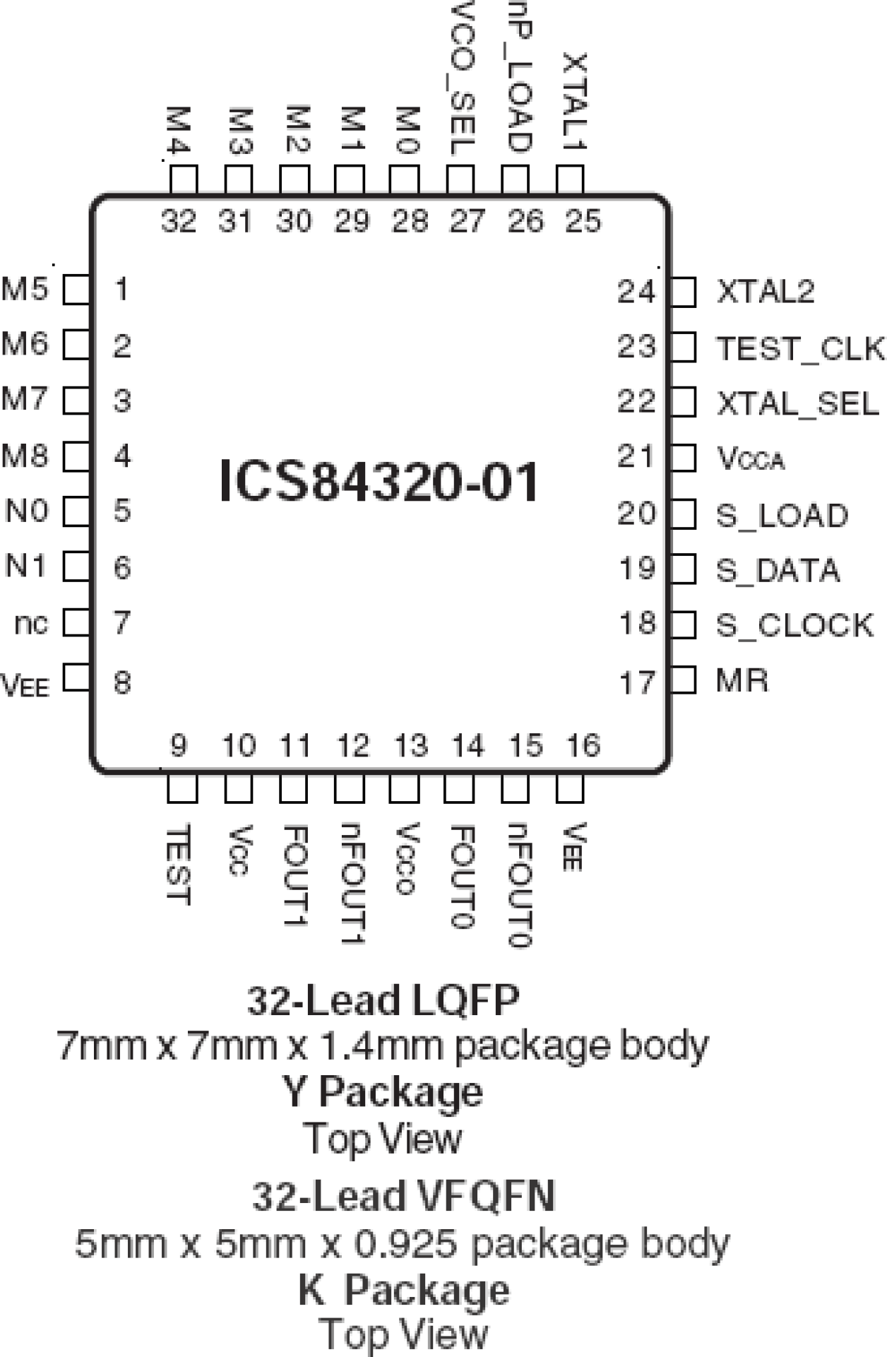 84320AK-01LFT 780MHz, Crystal-to-3.3V Differential LVPECL